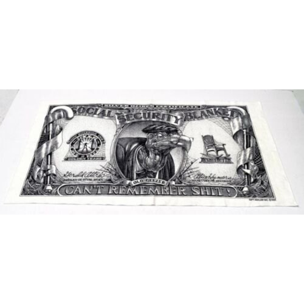 Vintage Novelty Retirement Gift Old Age Social Security Blanket Gag Gift 1991